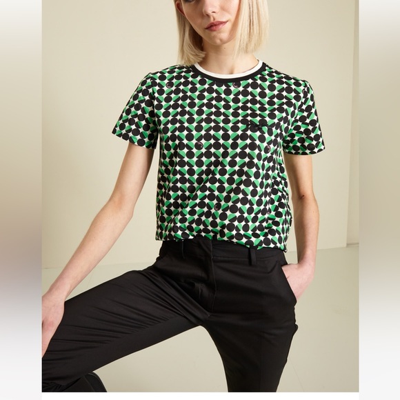 SOLD! MARELLA MAXMARA Labeled as Intrend Green Geometric T-shirt Size:L NWT - Picture 2 of 13